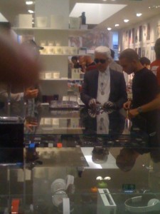 Spotted - Karl Lagerfeld at Colette. Us - just moments away from Lagerfeld